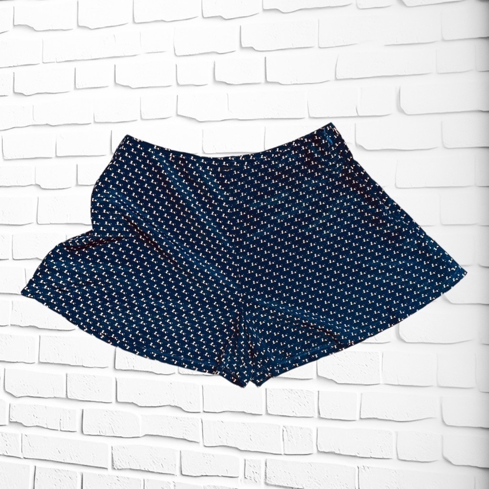 Angie Women’s Size Small Shorts • Navy Dotted with Polo Ponies Belt Loops  EGUC